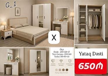 tualet dizayn: Yataq Dəsti – G_1 modeli Tərkib və ölçülər: - Dolab: 200×120×47 sm, 3 — 1
