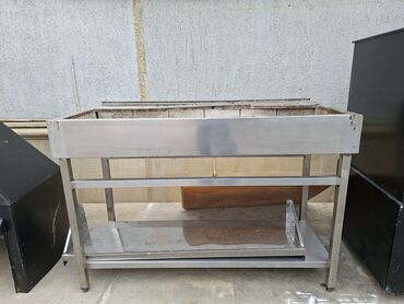 Restoran manqalları: Paslanmayan poladdan manqal/şiş kabab sobası və tüstü çəkən başlıq — 9