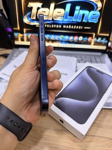 iphone iks: IPhone 15 Pro Max, 128 GB, Blue Titanium, Zəmanət, Kredit, Simsiz şarj — 3