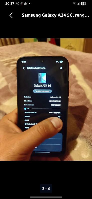 işlənmiş iphone x: Samsung Galaxy A34 5G, 128 GB, rəng - Boz, Düyməli, Barmaq izi, Face ID — 5