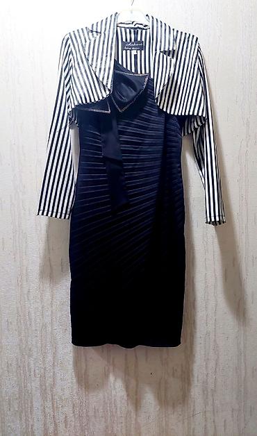 boler: Qadın paltarı + bolero dəsti - Rəng: qara paltar, qara-ağ zolaqlı — 2