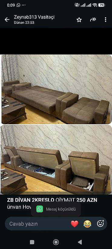 *ZB* *DİVAN 2KRESLO* QİYMƏT *250 AZN* ünvan Hovsan