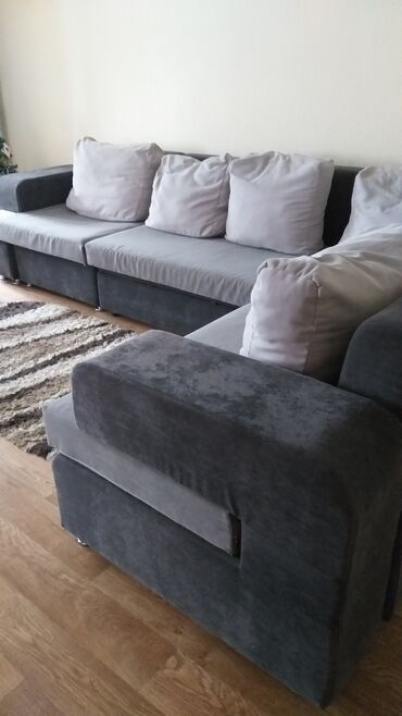 мебельи: Модульный диван, цвет - Серый, Б/у