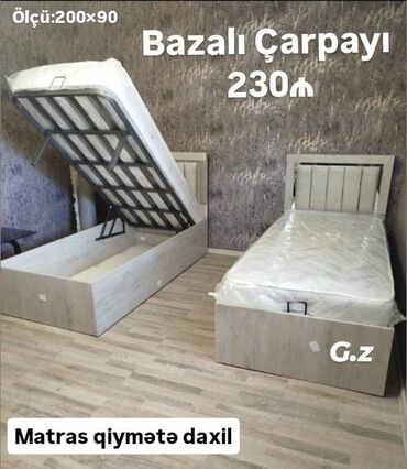 taxt üçün matras: Təknəfərlik çarpayı, Bazalı, Matras ilə, Siyirməsiz