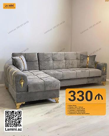 Məhsul: Künc divan - Ölçülər: 260 × 160 sm - Mexanizm: Açılan, bazalı