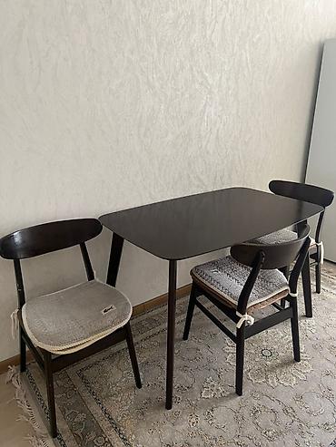 study table: Кухонный стол и стул, Б/у, Самовывоз, цвет - Коричневый — 2