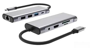Doking stanice: Gembird Type‑C Adapter 9‑u‑1 – višenamenski USB‑C hub Ključne — 3
