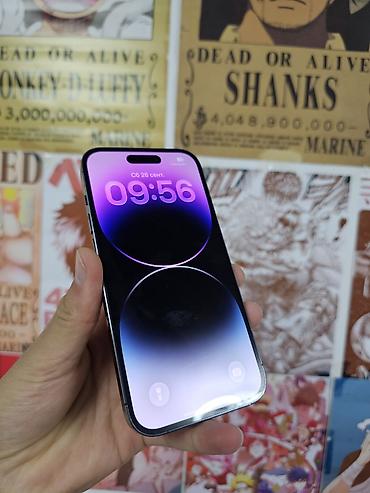 телф: IPhone 14 Pro, Б/у, 128 ГБ, Deep Purple, Чехол, 82 % — 2