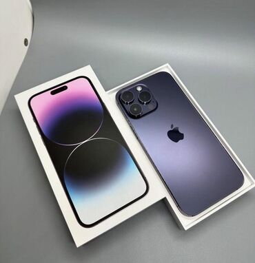 Apple iPhone: IPhone 14 Pro Max, Б/у, 256 ГБ, Deep Purple, Наушники, Зарядное устройство, Защитное стекло, 89 %