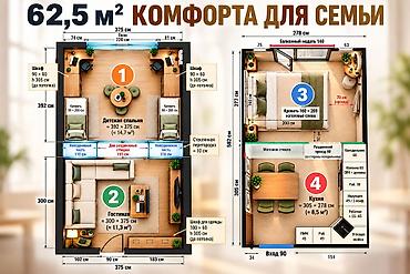 2 комнаты, 63 м², Асанбай мкр Элитка, 14 этаж, ПСО (под самоотделку) at lalafo.kg 2 комнаты, 63 м², Асанбай мкр Элитка, 14 этаж, ПСО (под самоотделку)