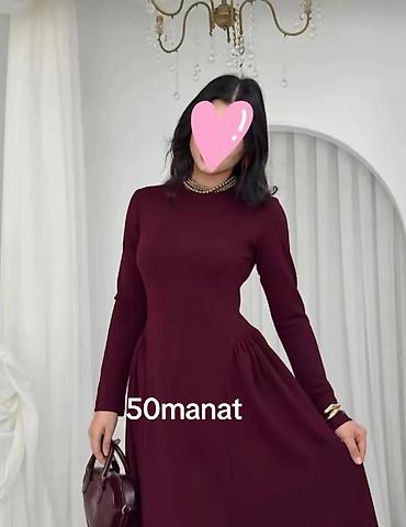 bordo şalvar: Bordo rəngdə zərif maxi don - Model: Uzun, A-kəsimli, qol-boyu uzun — 4