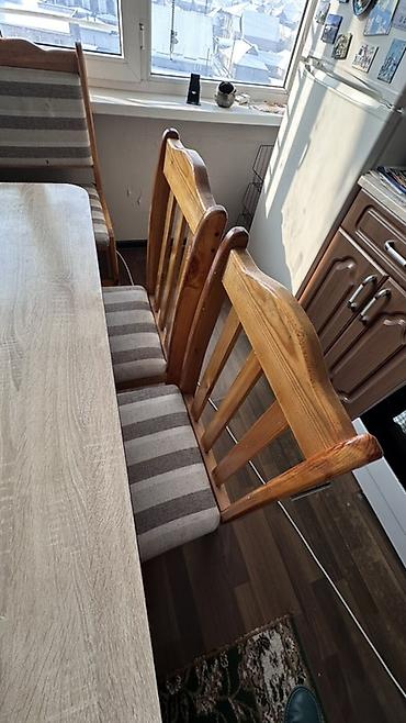 table study: Кухонный обеденный стол и стулья из массива дерева с кладовкой под — 7