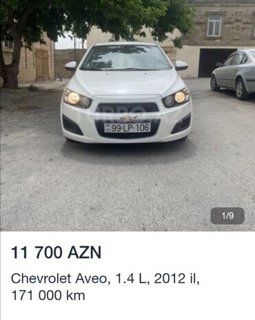 chevrolet azerbaijan merkezi: Chevrolet Aveo: | 2012 il | 171000 km