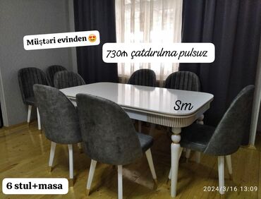 Masa və oturacaq dəstləri: Qonaq otağı üçün, Yeni, 6 stul — 6