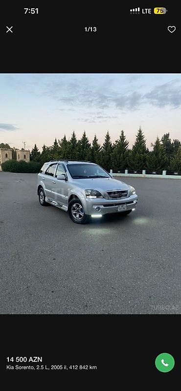 qəzalı avto: Kia Sorento: 2.5 l | 2005 il Ofrouder/SUV — 1