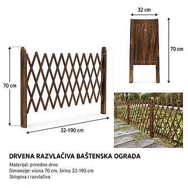 KMT Teleskopski drvena ograda 501966 Razvlačiva drvena baštenska