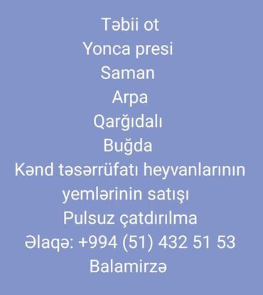 dana heyvan: Kənd təsərrüfatı heyvanları üçün yemlərin satışı həyata keçirilir