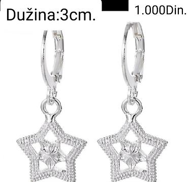 nakit stradivarius: Posrebrene viseće minđuše od hirurskog čelika u obliku zvezde - — 1