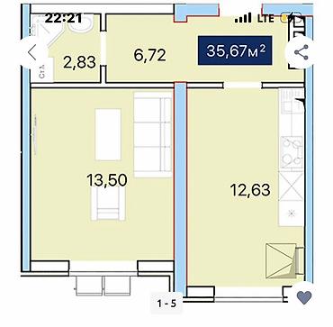 Новостройки от застройщика: Строится, Элитка, 1 комната, 36 м² — 9