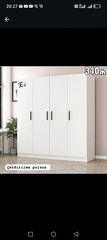 Dolablar: Yeni, 4 qapılı Düz dolab, Dolab-asılqan — 10