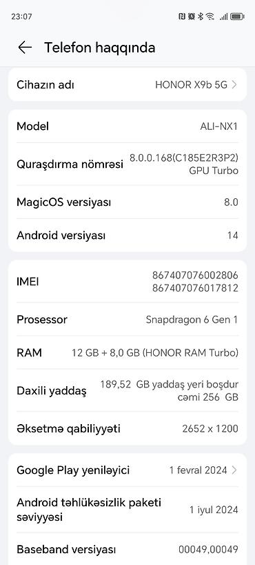 honor 8x kabro: Honor X9 5G, 256 GB, rəng - Qara, Sensor, Barmaq izi, İki sim kartlı — 6