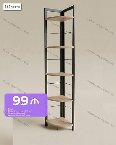 Stellaj – künc rəf sistemi - Ölçü: D 35 × H 180 × E 35 sm -