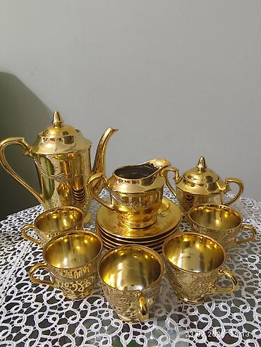 cay servisi: Çay dəsti, rəng - Qızılı, Metal — 1