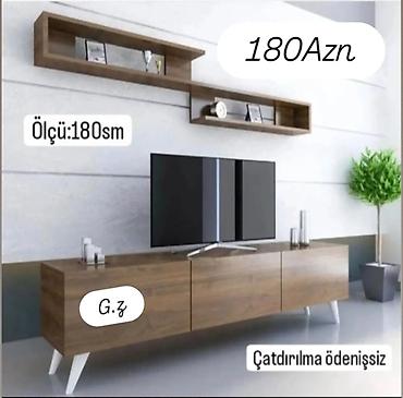 TV stendi və divar rəfləri dəsti - Ölçü: 180 sm (ümumi uzunluq) -