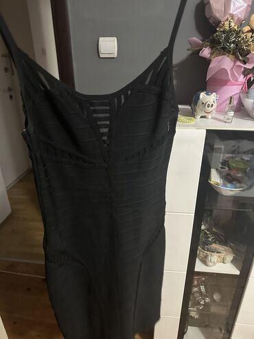 haljina od skube: Crna gumena haljina može mlxl