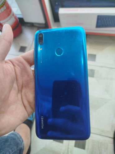 телефон fly ts 114: Huawei Y7, 64 GB, rəng - Göy, Düyməli, Barmaq izi, Face ID