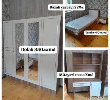 черный пол: Oğlan və qız üçün, Yeni, Təknəfərlik çarpayı, Yazı masası, Dolab, 2 tumba