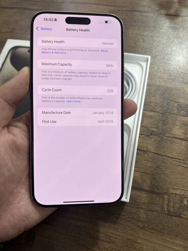 Apple iPhone: IPhone 15 Pro Max, 256 GB, Natural Titanium, Zəmanət — 9