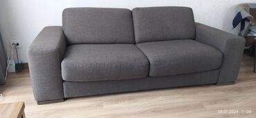 Мебель: Диван-кровать, цвет - Серый, Б/у