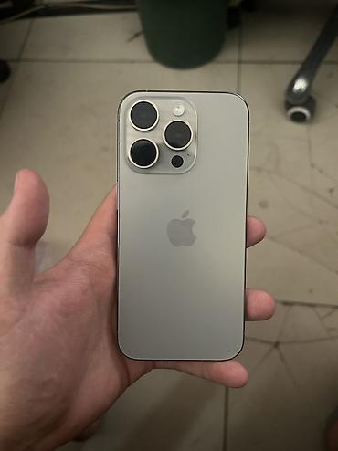 ipnone x: IPhone 15 Pro, Б/у, 128 ГБ, Natural Titanium, Зарядное устройство, Чехол, 100 % — 1