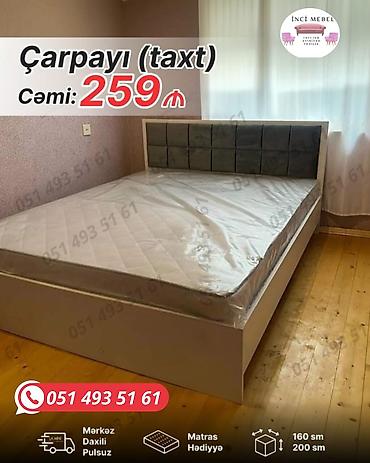 tek dolablar: Yeni, İkinəfərlik çarpayı, Bazasız, Matras ilə, Siyirməsiz, Azərbaycan — 1
