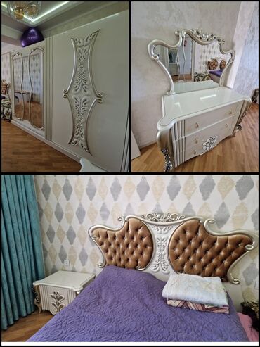 Divan və masa dəstləri: İkinəfərlik çarpayı, Dolab, Termo, 2 tumba, İşlənmiş
