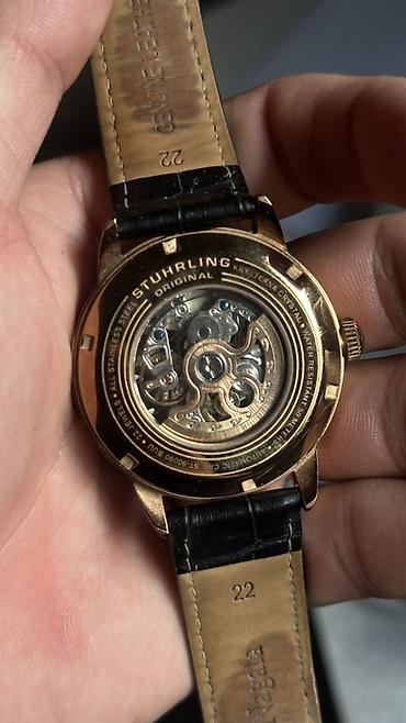 кожаный корсет: Механические часы Stuhrling Original с автоподзаводом (скелетон) - — 3