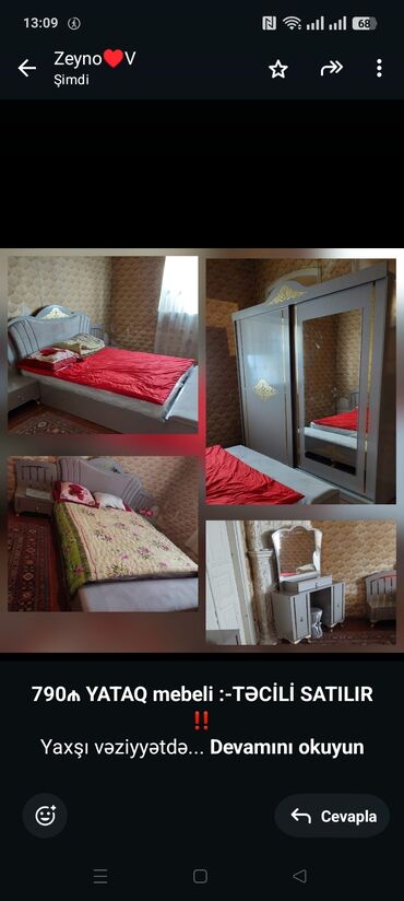 Seyflər: *790₼ YATAQ mebeli :-TƏCİLİ SATILIR*‼️ Yaxşı vəziyyətdə Ünvan:-nizami