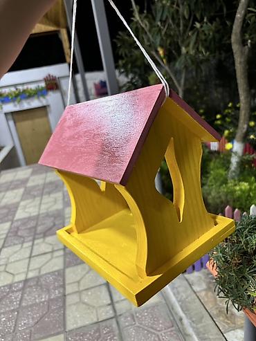 quşlar: Taxta asılqan quş yemlənməsi - Material: tamamilə taxtadan — 5