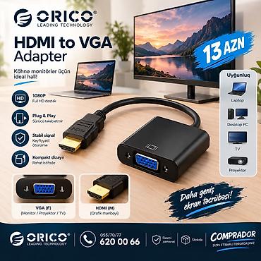 🔥 **ORICO XD-HLFV-BK-BP – HDMI (M) to VGA (F) Adapter** **ORICO
