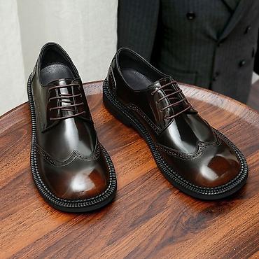 Ayaqqabılar: Kişi dəri ayaqqabısı – klassik broq (wingtip) dizayn - Rəng: tünd — 1