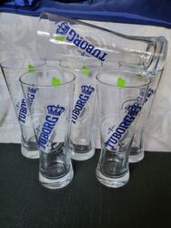 Čaše: Case nove za pivo Tuborg. Nove vintaz case,komada 6 u ceni — 2