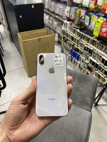 продать айфон 7: IPhone X, Колдонулган, 64 ГБ, Ак, Коргоочу айнек, Каптама, 100 %