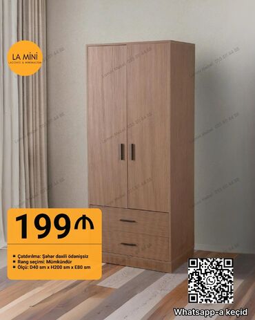 Divanlar: Açılan, 2 qapılı Düz dolab, Qarderob, paltar dolabı