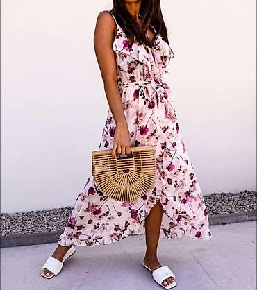 Haljine: Duga letnja haljina s cvetnim dezenom - Kroj: maxi dužina, lepršava — 3