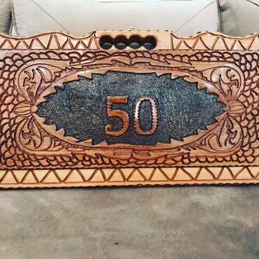 Nərdlər: Əl işı ağac oyma şahmat-nərd dəsti - Material: təbii ağac (tam ağac — 6