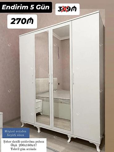 Dolablar: Üç qapılı şkaf – klassik dizayn, güzgülü orta qapılar, dekorativ — 2