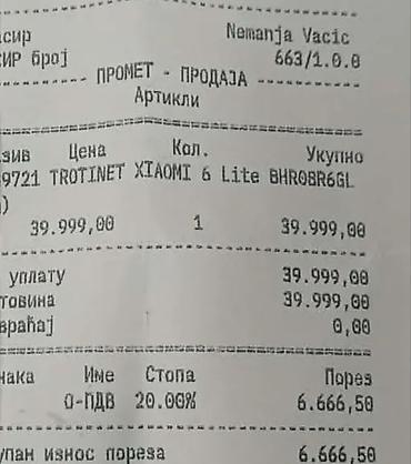 prodaja elektricnih bicikala: Električni trotinet Xiaomi6 lite.Garancija. (serija Mi/Essential-M365 — 5