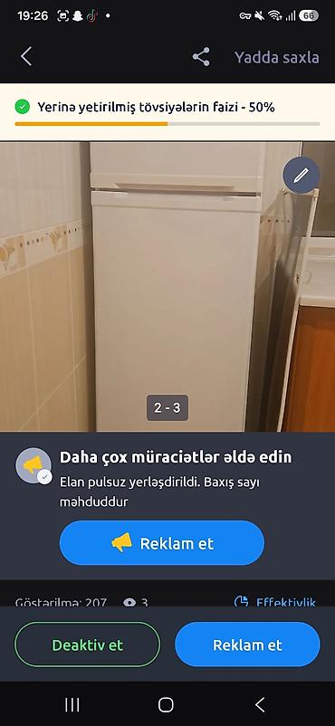 ventilyator satilir: Arçelik iki qapılı soyuducu - Yuxarıda dondurucu bölmə, aşağıda — 4