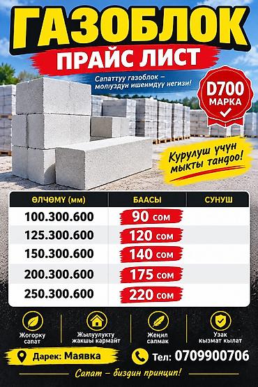 эльбрус малина: Газоблок, Неавтоклавный, 600x100x300, D700 — 1